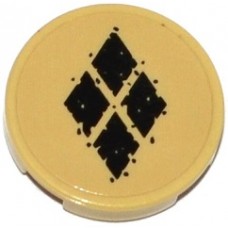 Part 14769pb103 Tan Tile, Round 2 x 2 with Bottom Stud Holder with 4 Black Diamonds Pattern (Sticker) - Set 76053 